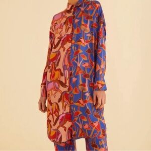 NWOT FARM Rio Mixed Horses and Mushroom Shirtdress